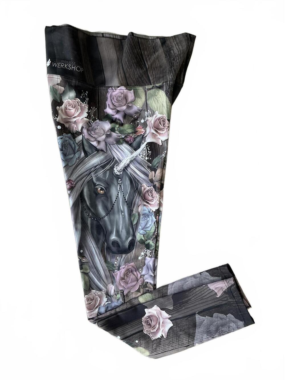 Eagle Rock Dark Unicorn & Roses Werkshop Leggings Sz. 2X Full-length